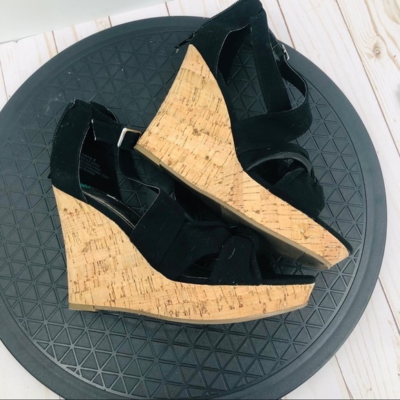 Rampage strap Black cork wedge sandals size 8‎ - Picture 10 of 13